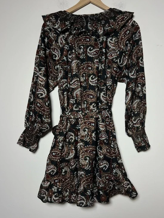 Cleobella Carolyn Ruffle Mini Dress Avolon Paisley Block Print Organic Cotton - Picture 13 of 15